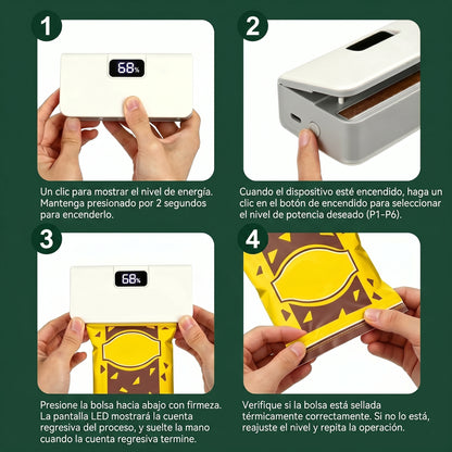 Sellador de Bolsas Portátil Magnetico para Conservar tus Alimentos o Snacks